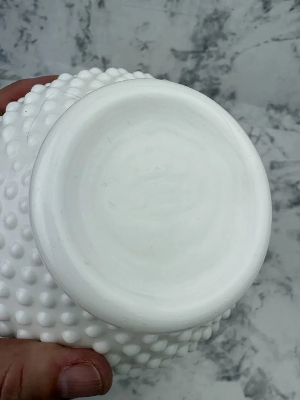 *Vintage Fenton Milk Glass Hobnail Vase White Ruffled Crimped Edge 6 3/4